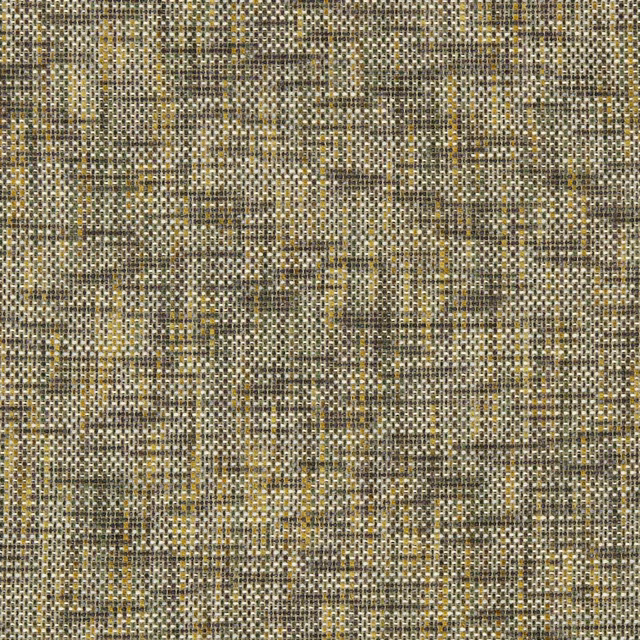 Moss olive woven textile with charcoal, beige and muted gold grid texture