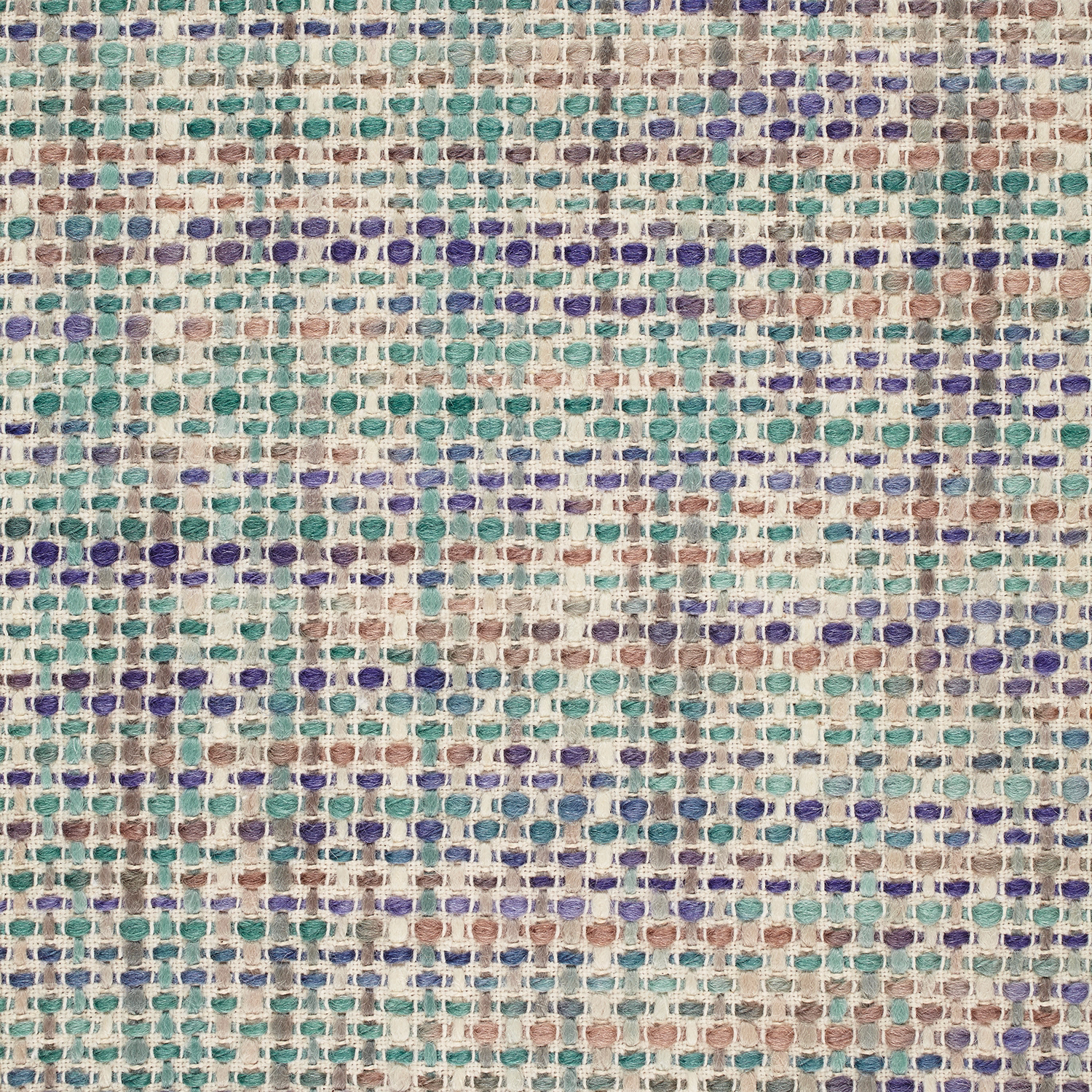 Cream woven grid with turquoise, indigo and taupe flecks in Cestino Ocean