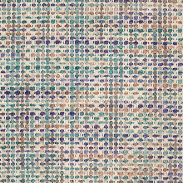 Cream woven grid with turquoise, indigo and taupe flecks in Cestino Ocean