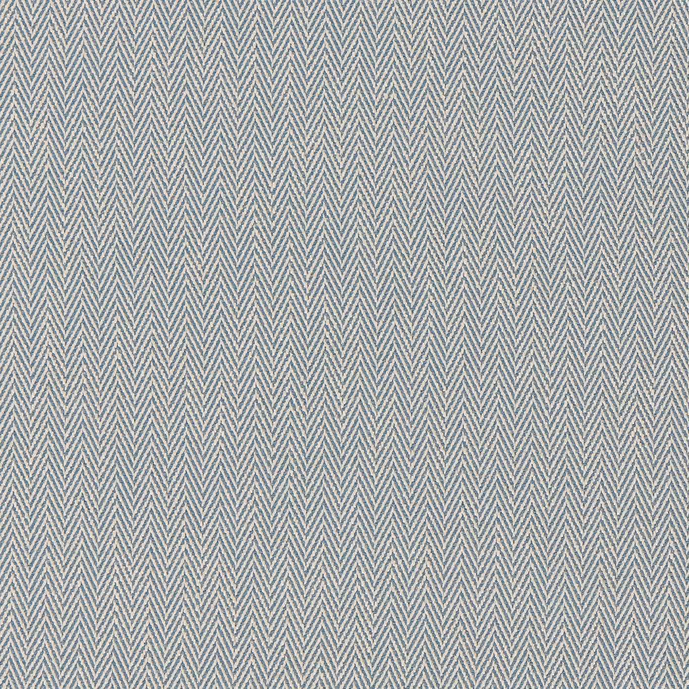 Cool blue-grey woven upholstery with fine ivory chevron lines and a softly textured surface