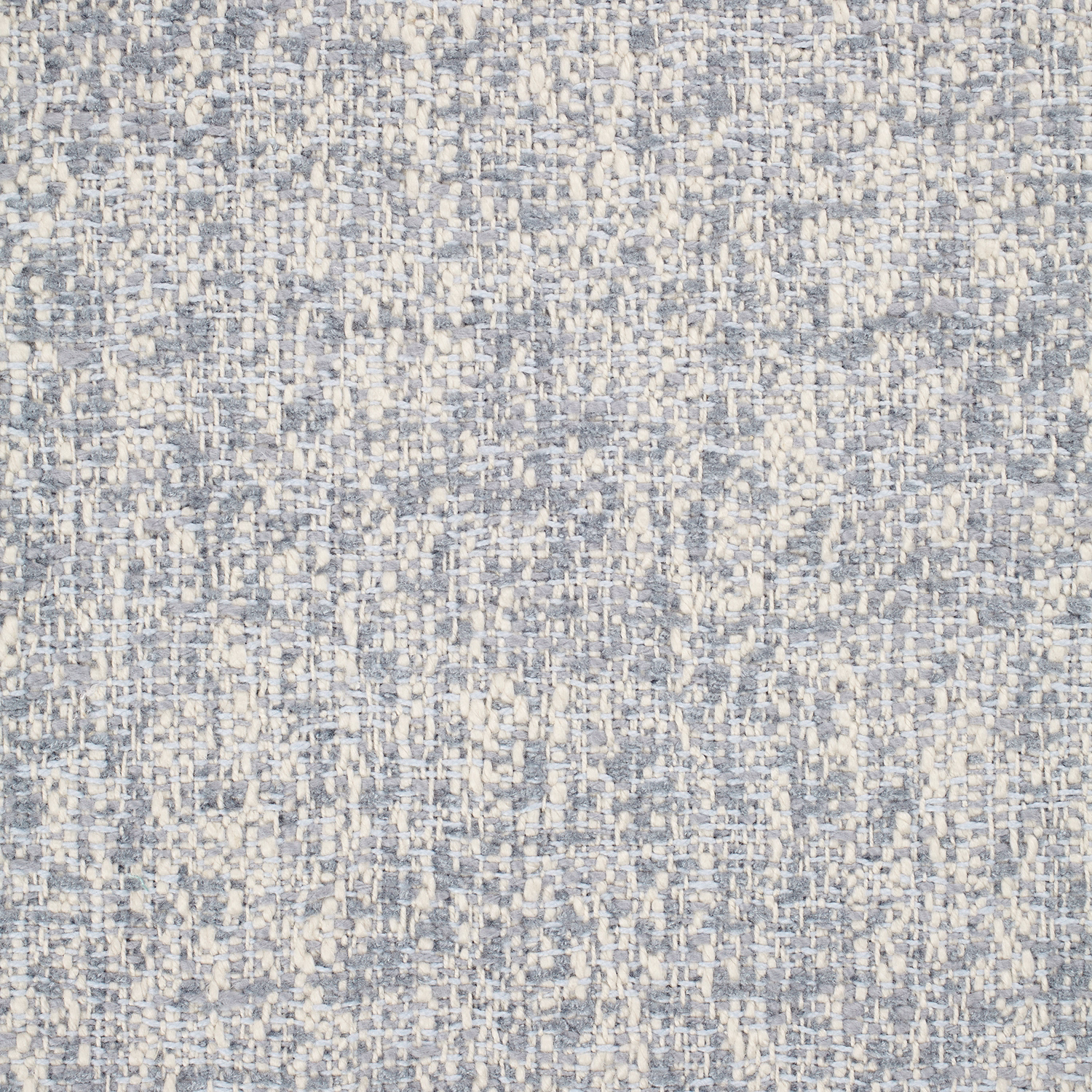 Close-up of powder blue woven textile with ivory flecks and irregular slub texture
