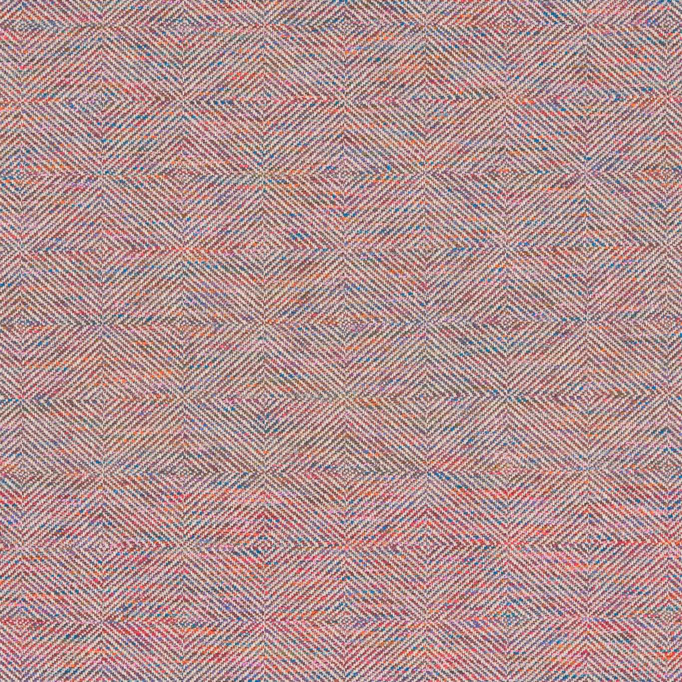 Muted coral, blue and grey micro-herringbone check with fine woven texture