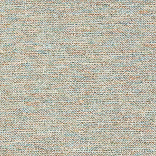 Pale green woven ground with turquoise, cream and rust flecks in fine bands
