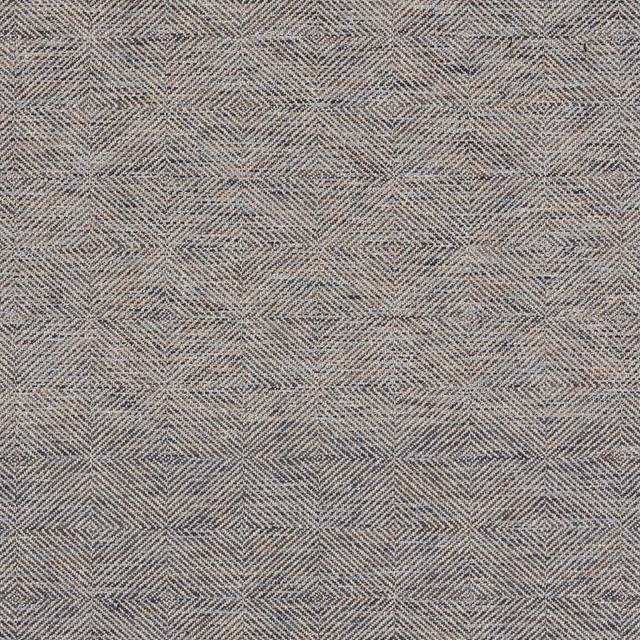 Muted taupe-grey woven textile with fine chevron bands and a crosshatched grid