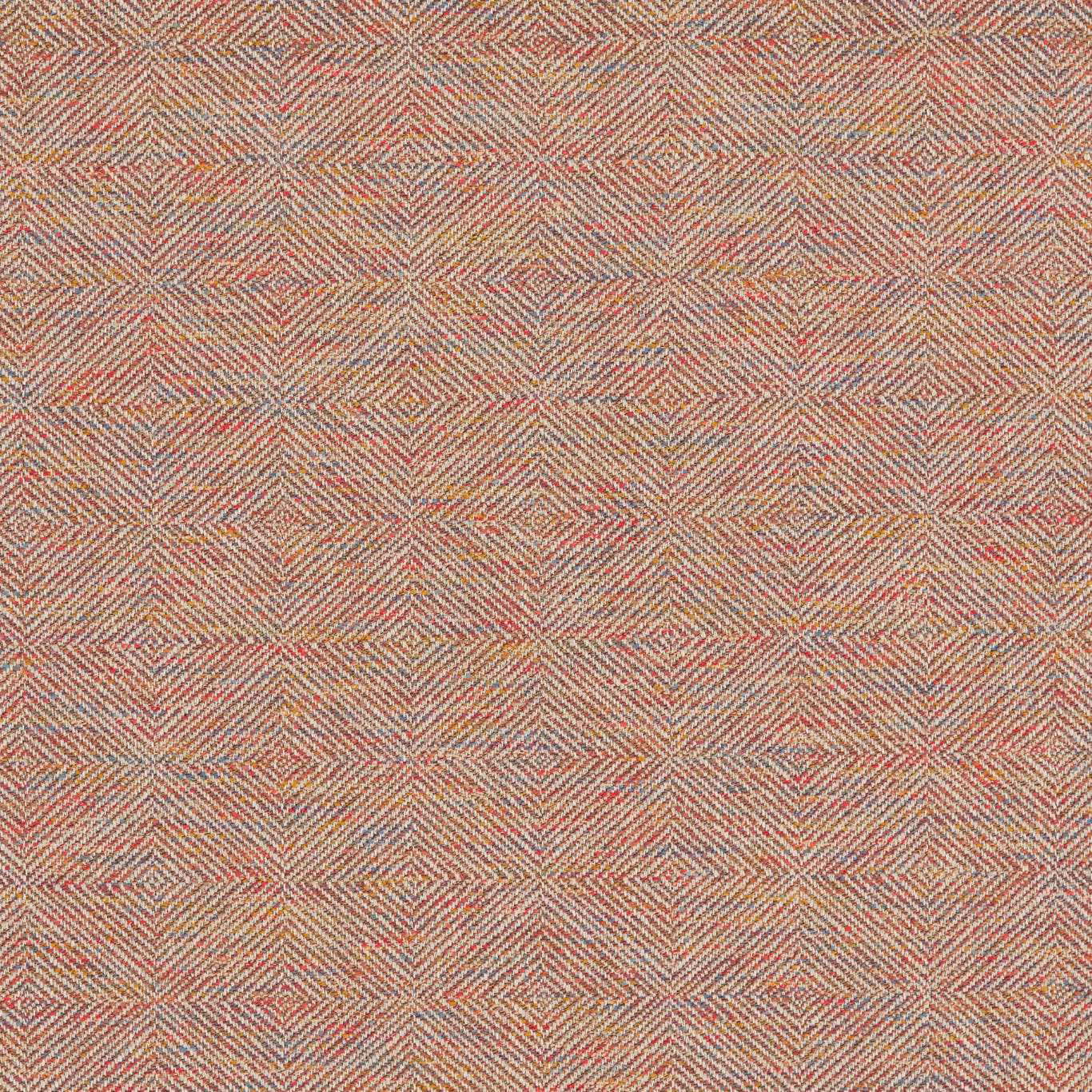 Muted coral and cream chevron weave with soft grey flecks in a dense textile swatch