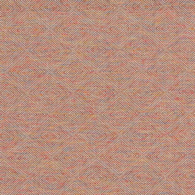 Muted coral and cream chevron weave with soft grey flecks in a dense textile swatch