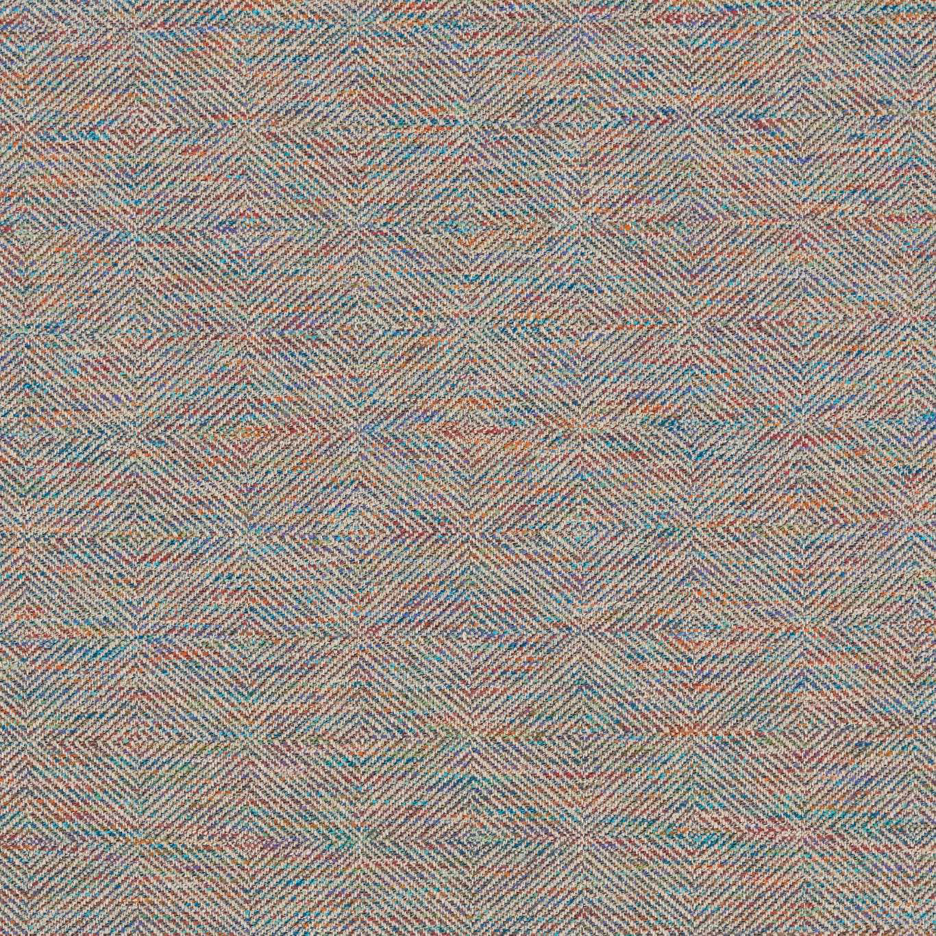 Muted grey-beige woven chevrons with teal, coral and green flecks