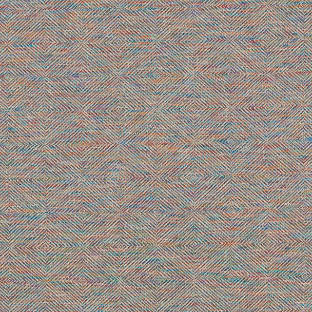 Muted grey-beige woven chevrons with teal, coral and green flecks