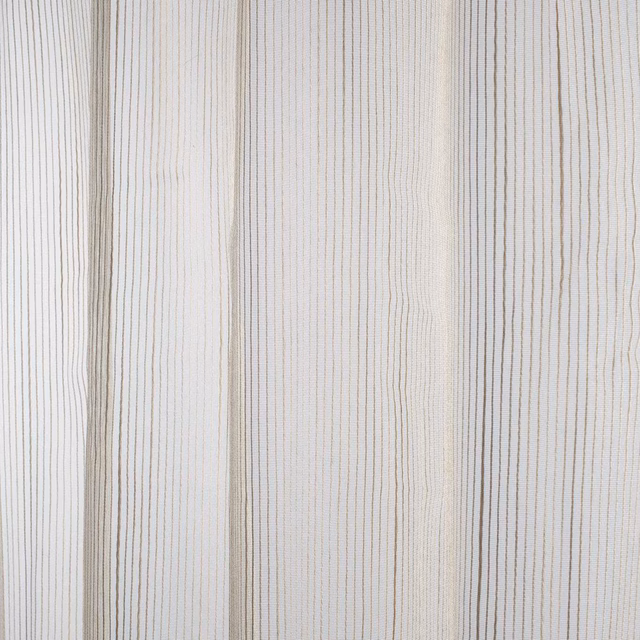 Warm oatmeal sheer with fine irregular vertical striations and a lightly textured surface