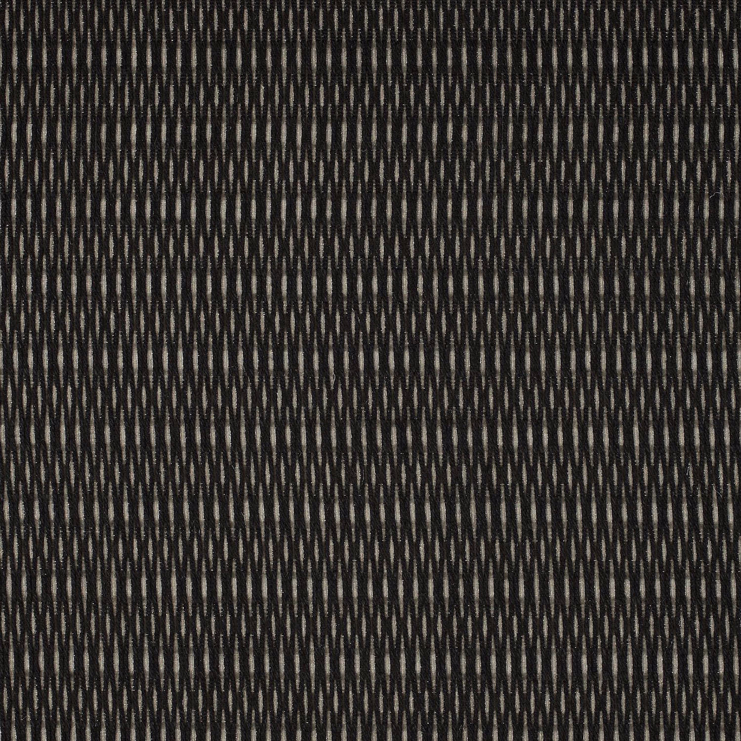 Onyx-black elongated lattice loops over a smoky neutral sheer ground