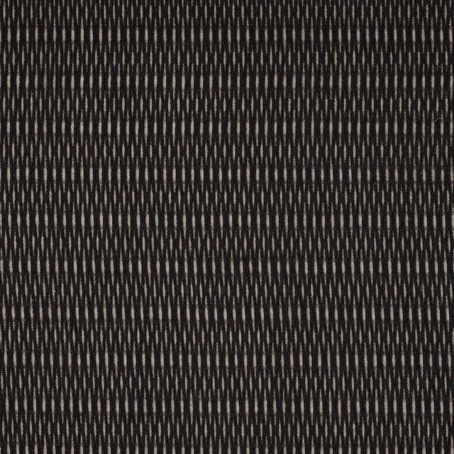 Onyx-black elongated lattice loops over a smoky neutral sheer ground