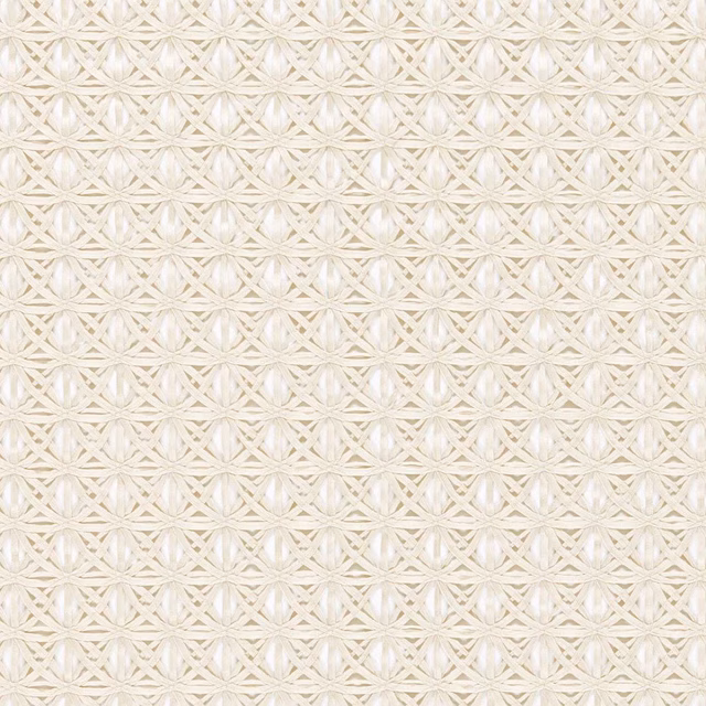 Warm ivory sheer with small interlocking ribbon lattice and softly textured woven surface