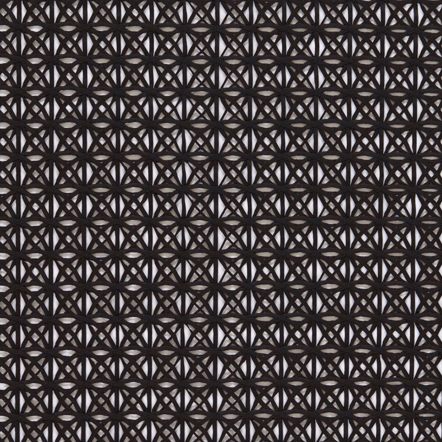 Close-up of deep onyx sheer with a small open geometric ribbon lattice