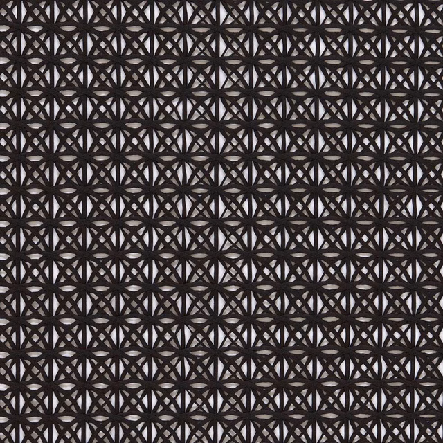 Close-up of deep onyx sheer with a small open geometric ribbon lattice