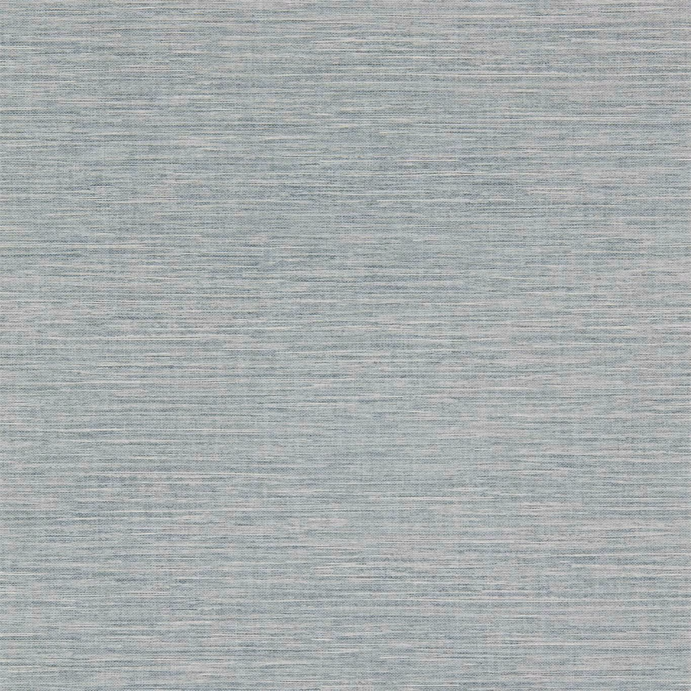 Muted denim blue-grey wallpaper with fine horizontal striated texture
