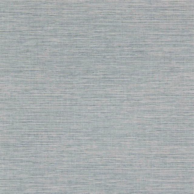 Muted denim blue-grey wallpaper with fine horizontal striated texture