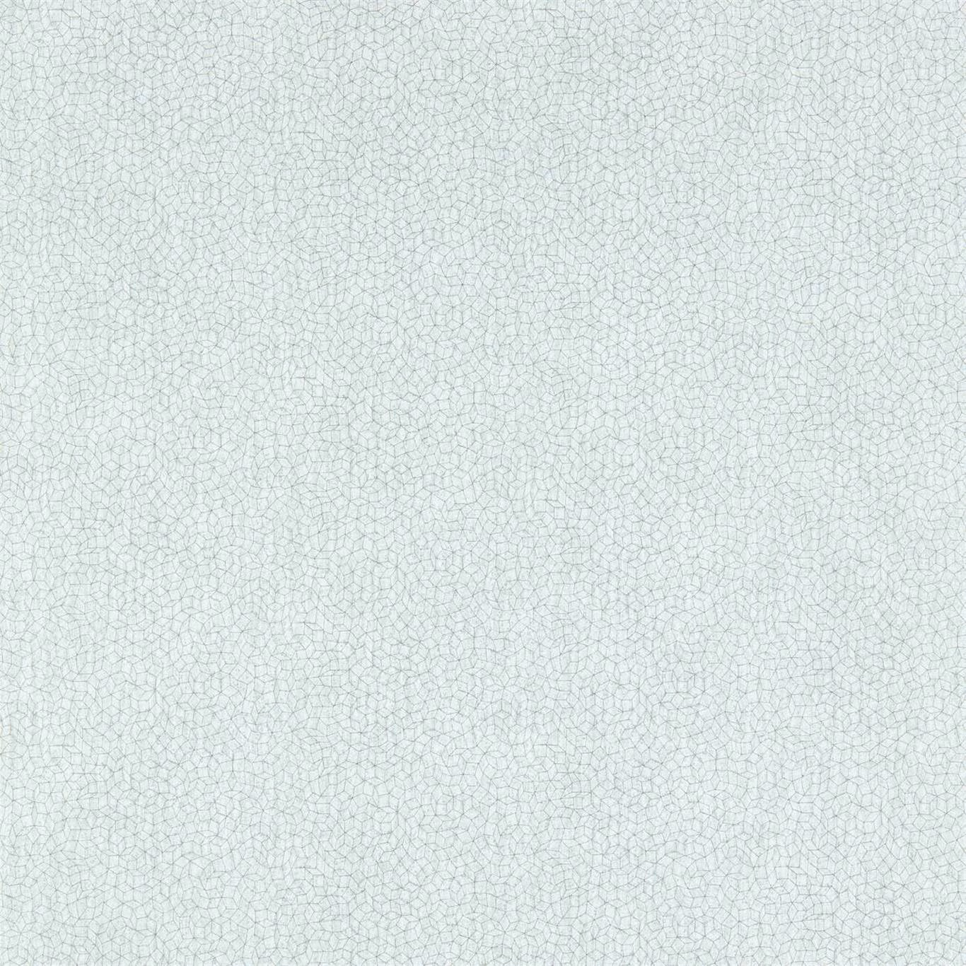 Pale blue-green wallpaper with fine irregular cellular lines and a softly mottled texture