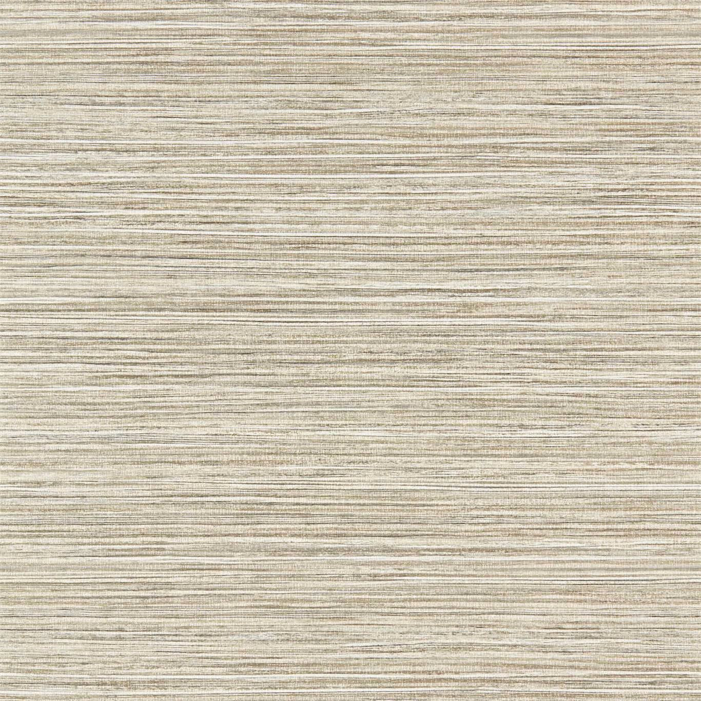 Warm greige wallpaper with fine horizontal driftwood striations and softly mottled texture