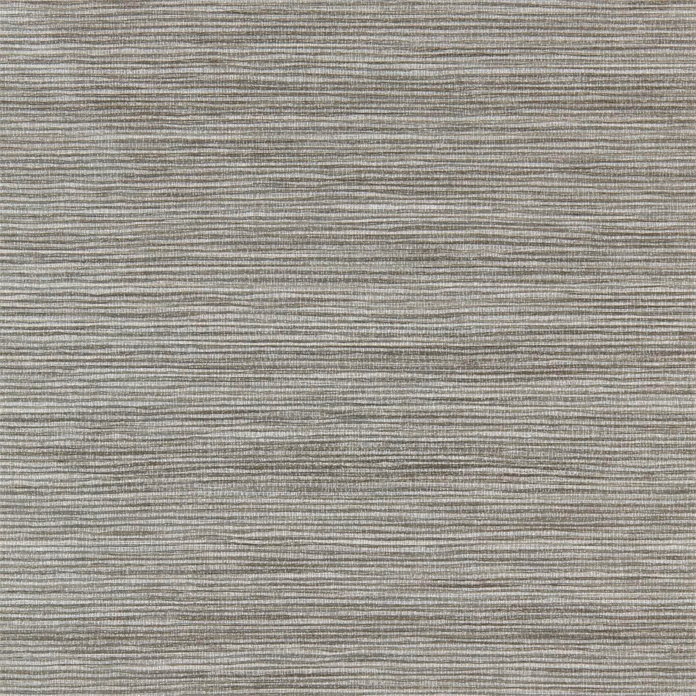 Close-up of cool shale-grey wallpaper with fine horizontal striated texture
