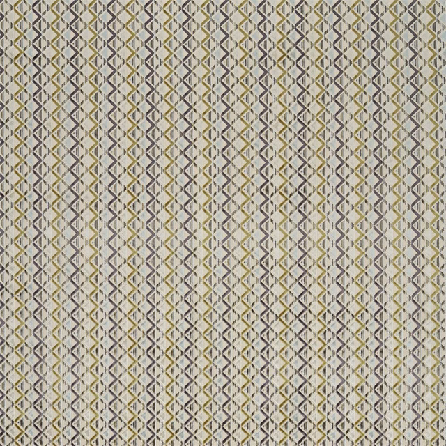Cool glacier-grey velvet with brass diamond lattice and subtle charcoal definition