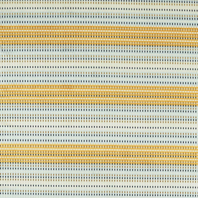 Ivory velvet with sienna-gold and sky-blue micro-geometric horizontal stripes