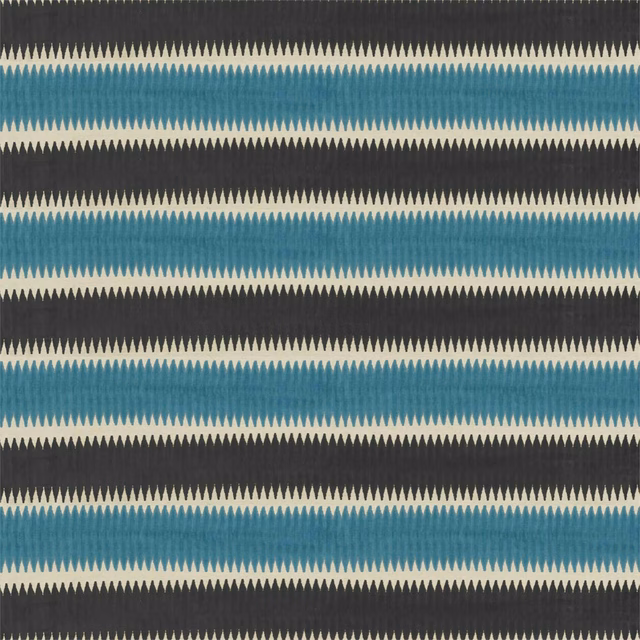 Lagoon teal and graphite velvet with fine pointed motifs in horizontal bands