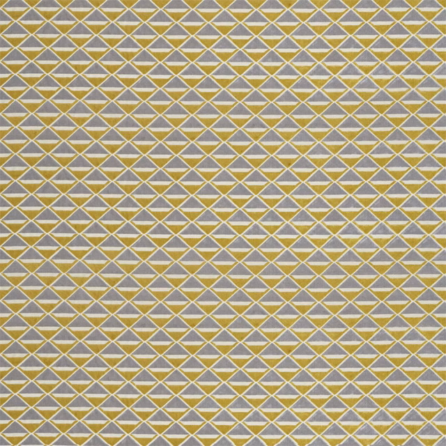 Citrus yellow and graphite geometric diamond velvet with a softly textured surface