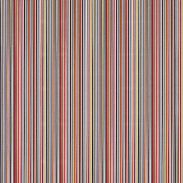 Dense olive, claret and tabasco vertical stripes with cream and grey woven lines