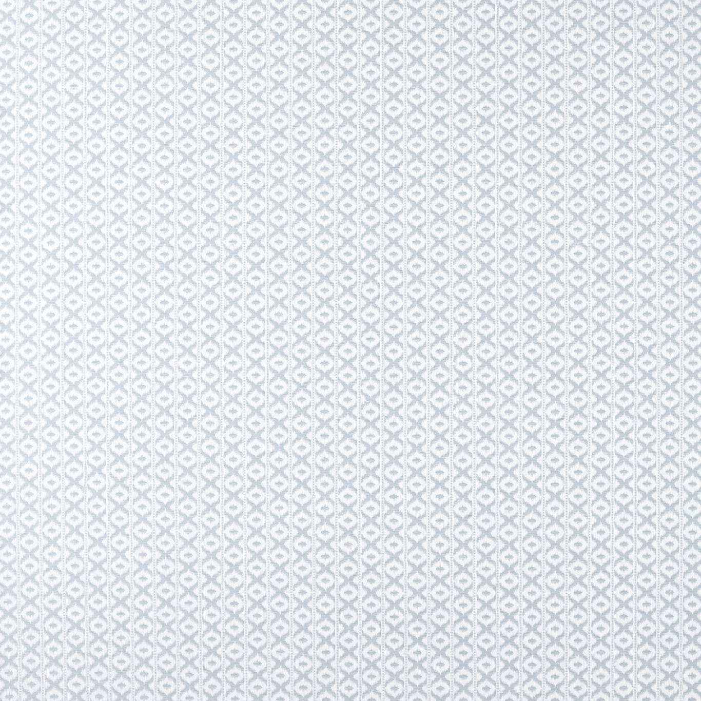 Pale sky-blue woven fabric with small white geometric motifs in vertical rows