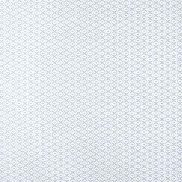 Pale sky-blue woven fabric with small white geometric motifs in vertical rows