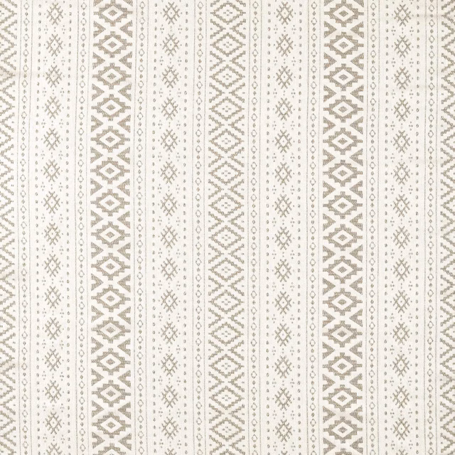 Stone taupe woven fabric with vertical geometric diamond and zigzag bands