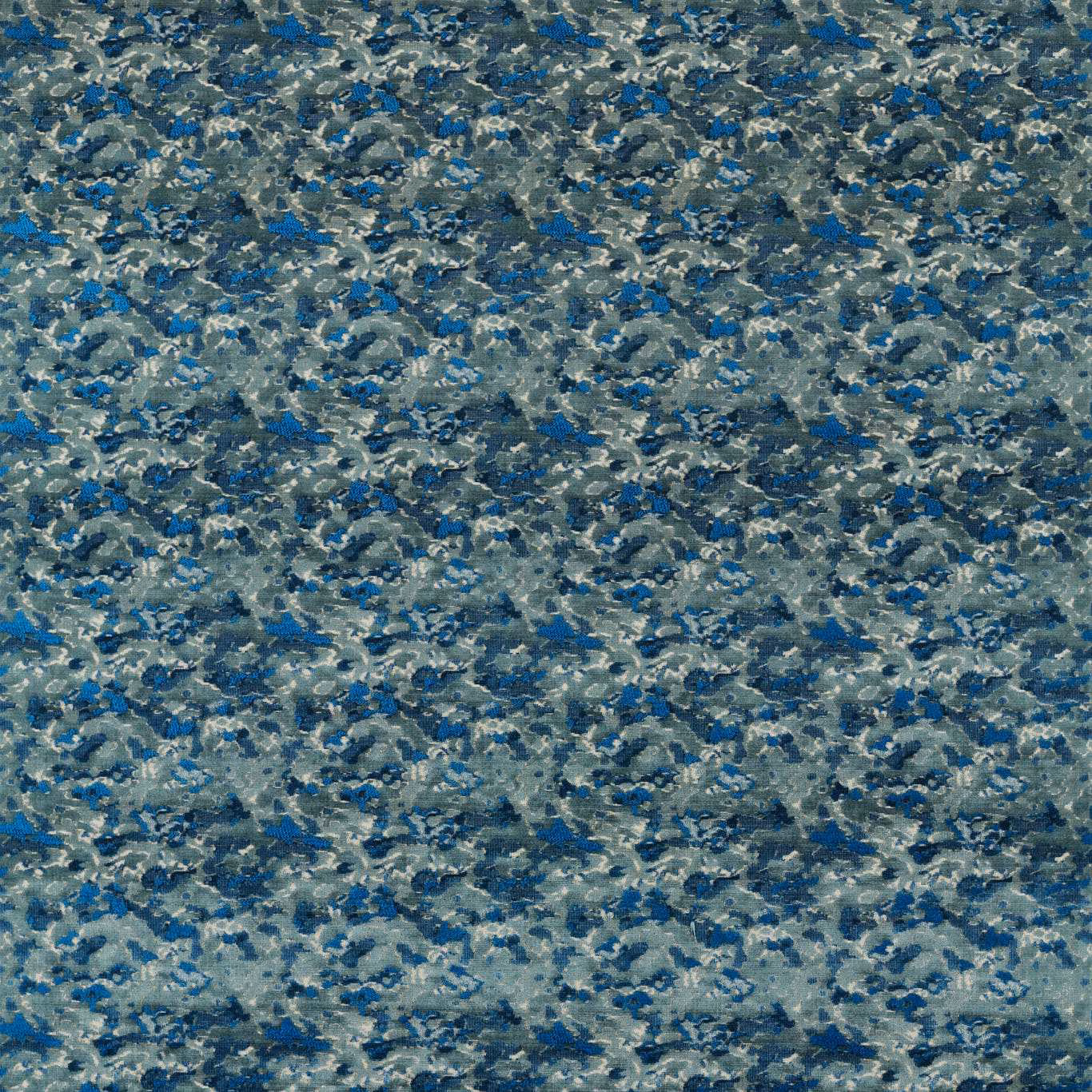 Dense mottled weave in Adriatic blue, ink, grey-green and pale flecks