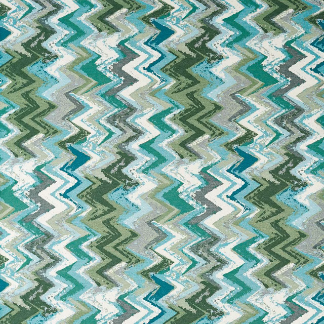 Emerald, teal and aqua zigzag weave with cream and grey flecks