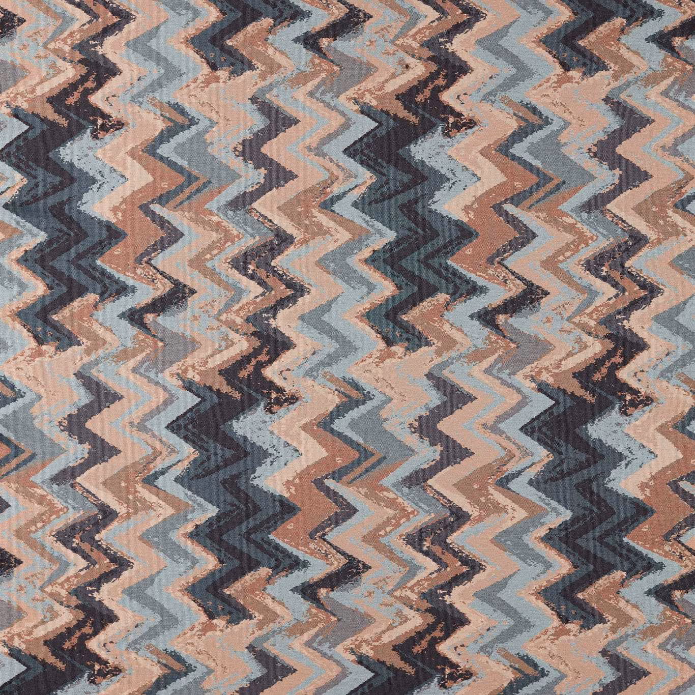 Dense woven zigzags in burgundy, slate, blush and pale blue-grey