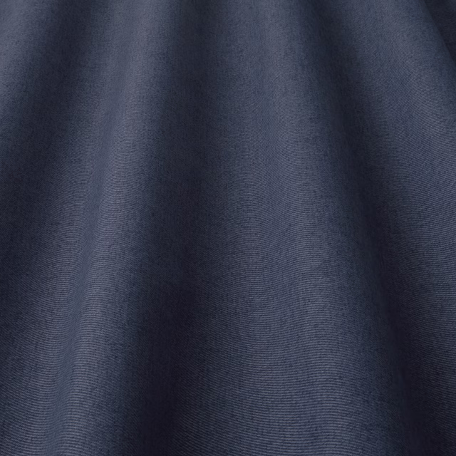 Deep indigo blue plain-woven fabric with subtle rippled texture