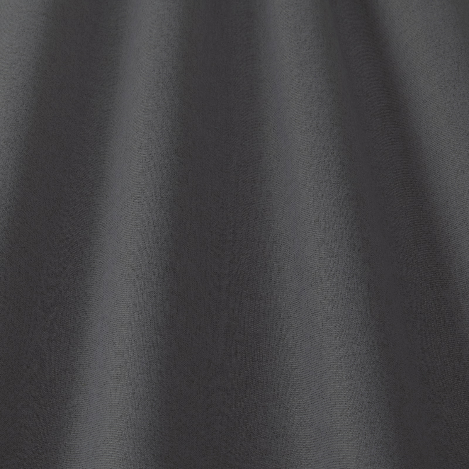 Close-up of a smoky steel grey plain woven fabric with subtle matte texture
