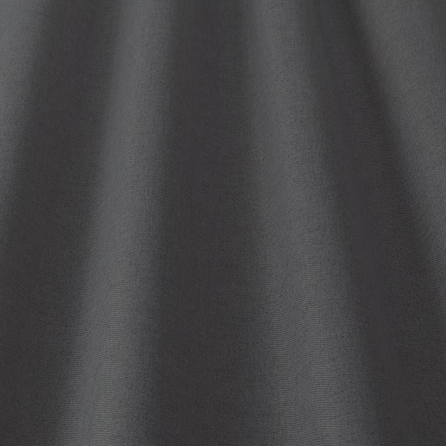 Close-up of a smoky steel grey plain woven fabric with subtle matte texture
