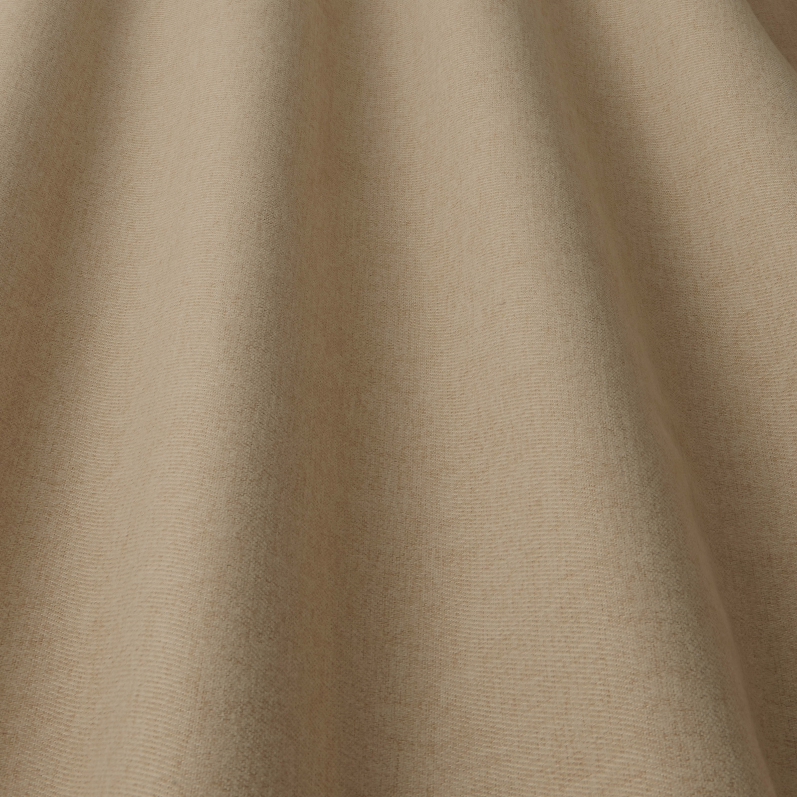 Warm taupe plain weave fabric draped in soft folds