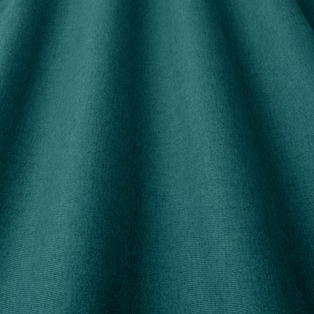Deep teal plain-woven fabric with soft shaded folds and smooth texture