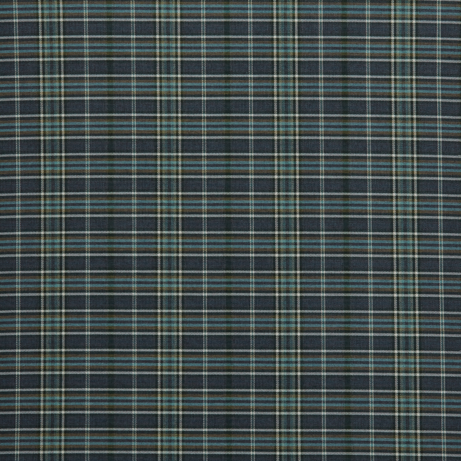 Dark indigo checked fabric with thin pale and teal lines