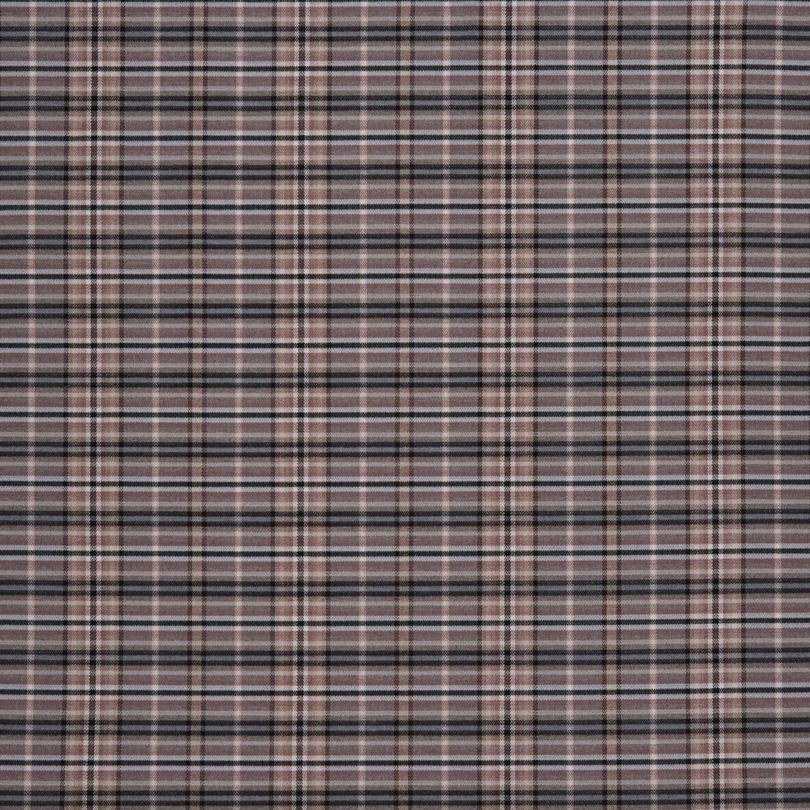 Cool grey checked fabric with fine black and taupe stripes