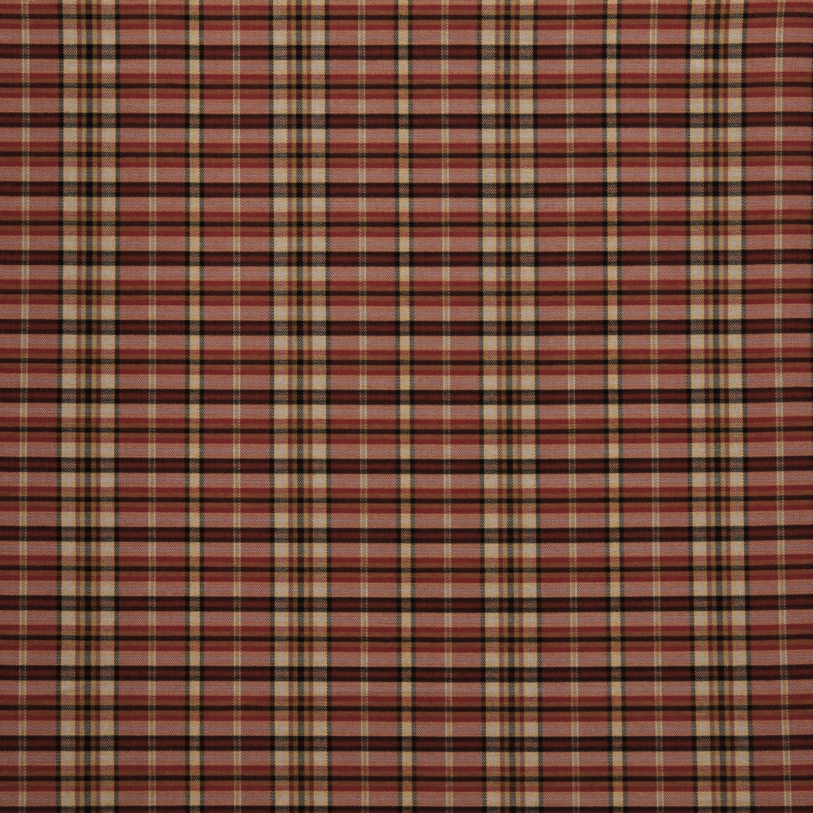 Small wine-red and beige check fabric with black stripe detailing