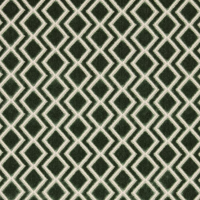 Dark jade velvet with cream diamond lattice pattern