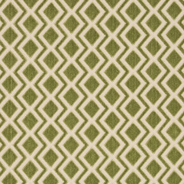 Olive green diamond velvet pattern on a pale cream ground