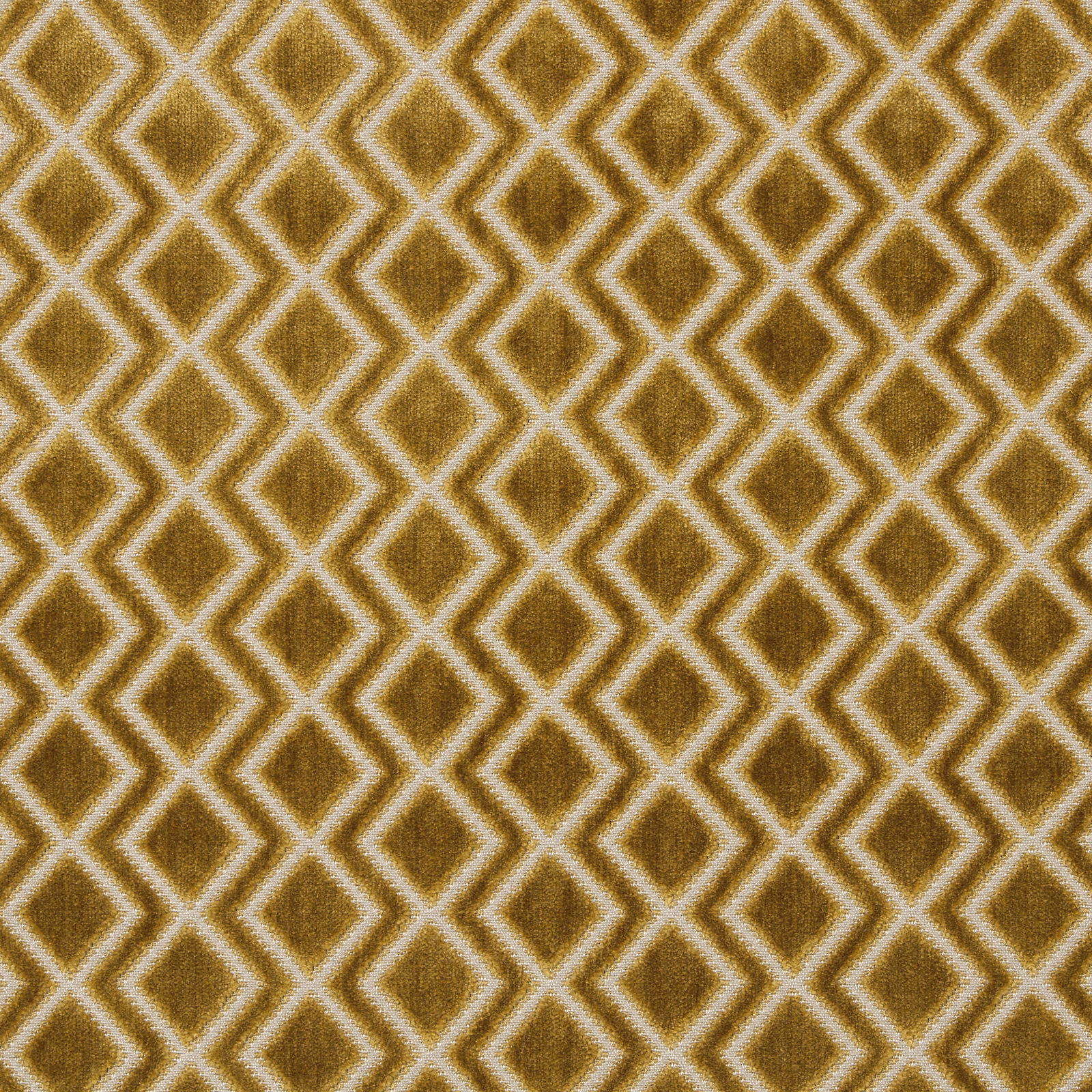 Saffron gold velvet with pale diamond lattice pattern
