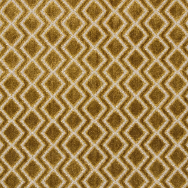 Saffron gold velvet with pale diamond lattice pattern