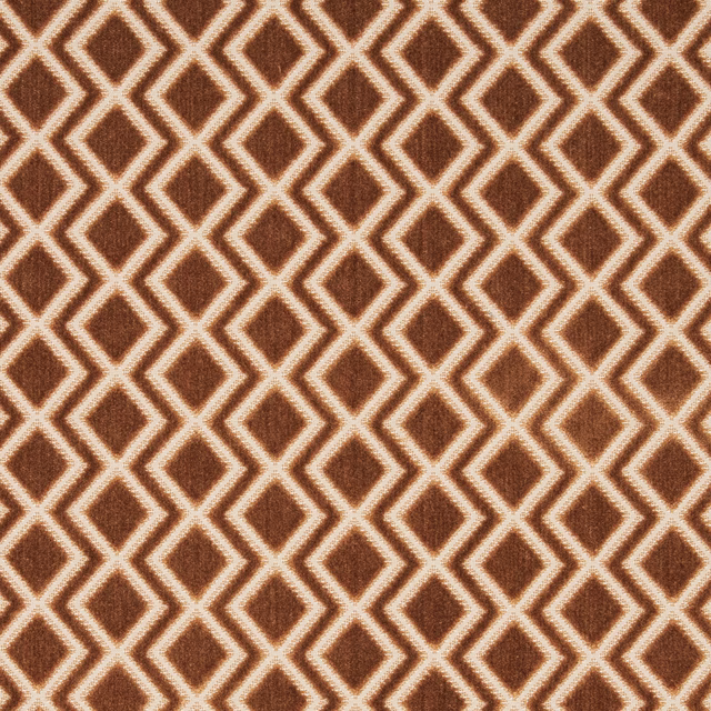 Sienna brown velvet swatch with cream diamond lattice pattern