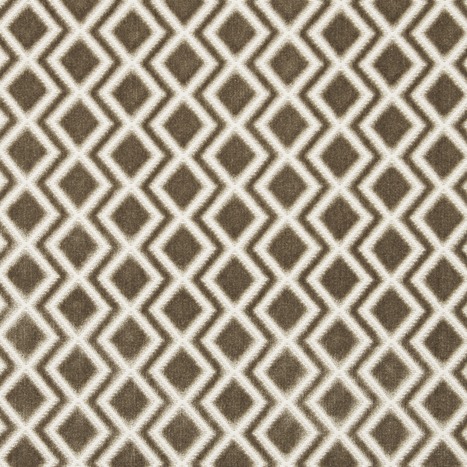 Taupe velvet with cream diamond lattice and soft woven texture