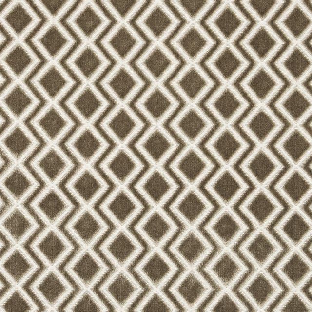 Taupe velvet with cream diamond lattice and soft woven texture