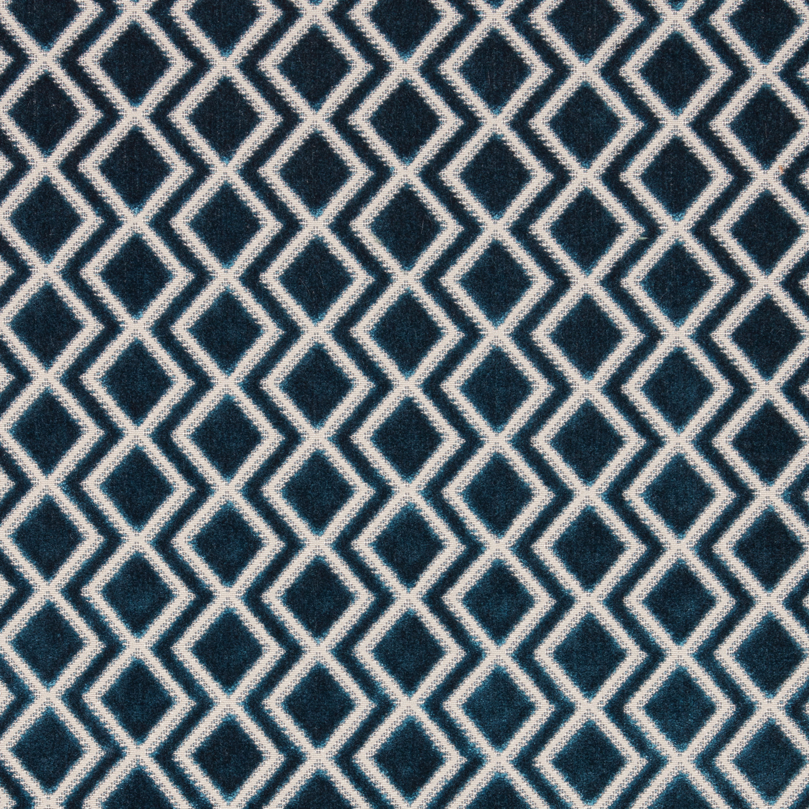 Teal velvet with ivory diamond lattice pattern and soft pile texture